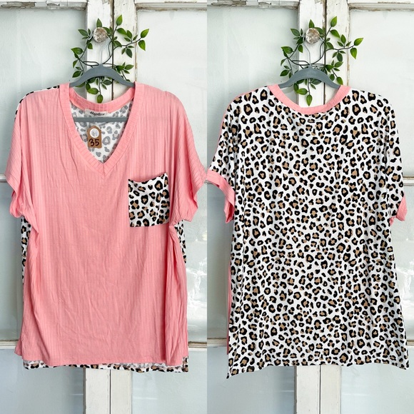 The House Of Gentry Tops - Leopard and Coral Top